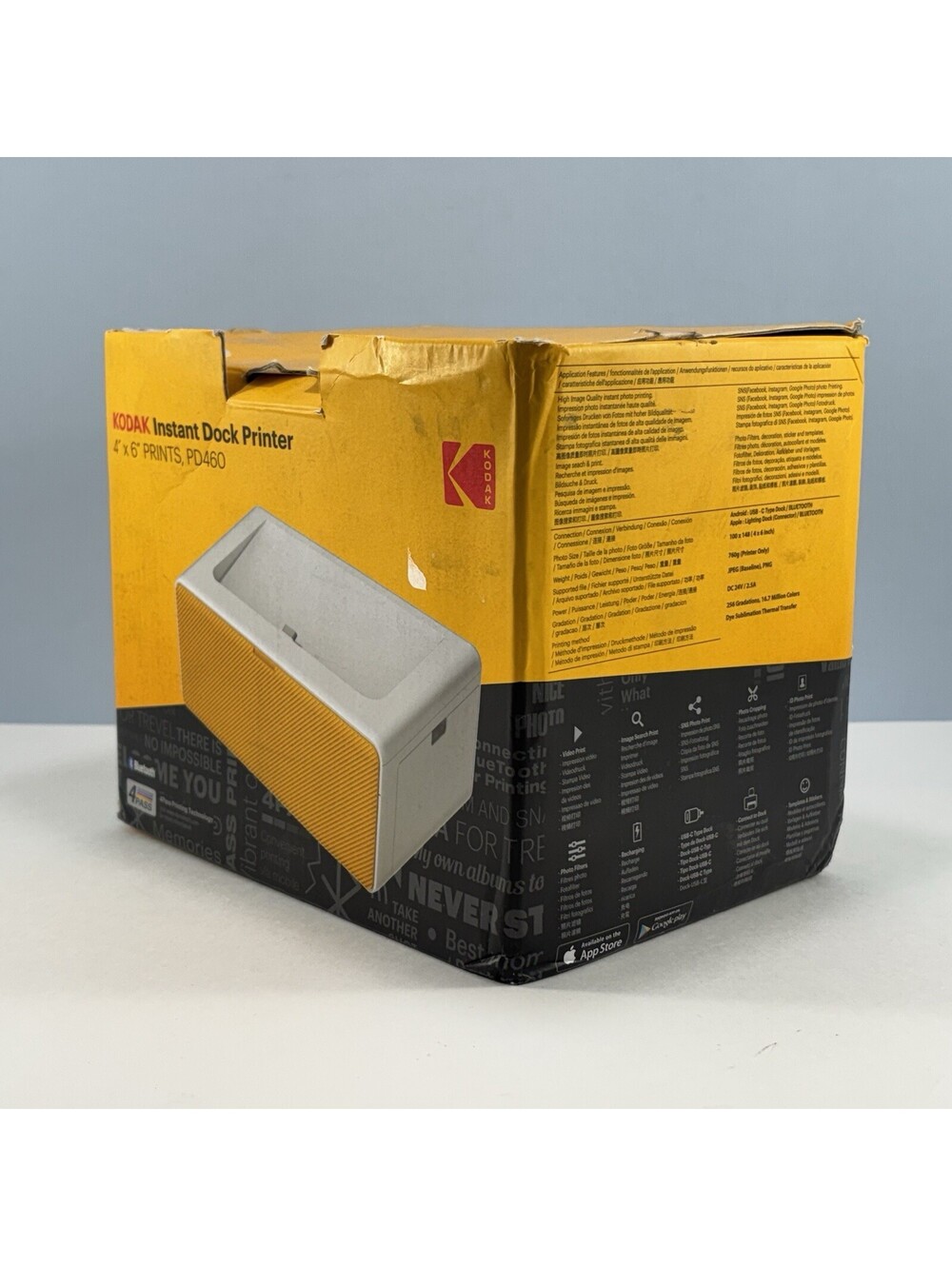 Kodak PD460 Instant Dock Printer 4x6 Photo Prints Bluetooth Color NO POWER CORD